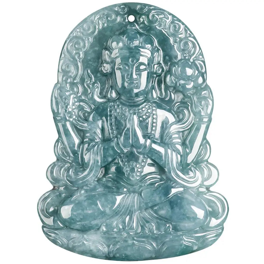 Natural A-goods Jadeite Blue Water Four-armed Goddess of Mercy Ice Jade Pendant High-grade Fashion Luxury Jewelry Holiday Gifts