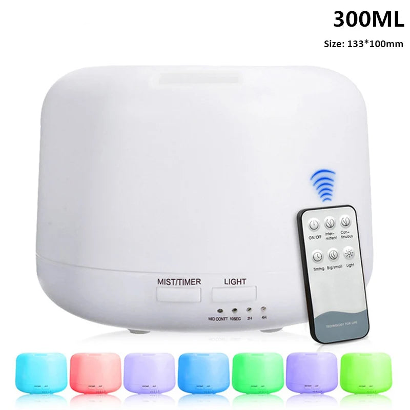 Air Humidifier Essential oil Diffuser 300ML 500ML Ultrasonic Cool Mist Maker Fogger Humidifier LED Lamp Aroma Diffuser Electric