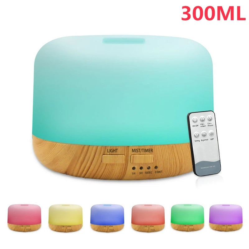 Air Humidifier Essential oil Diffuser 300ML 500ML Ultrasonic Cool Mist Maker Fogger Humidifier LED Lamp Aroma Diffuser Electric
