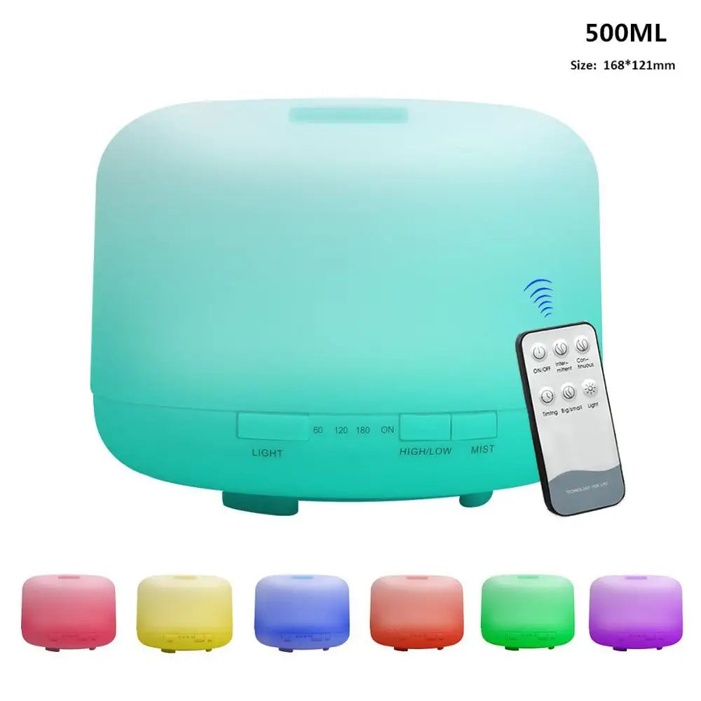 Air Humidifier Essential oil Diffuser 300ML 500ML Ultrasonic Cool Mist Maker Fogger Humidifier LED Lamp Aroma Diffuser Electric