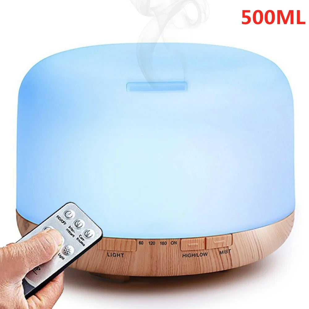 Air Humidifier Essential oil Diffuser 300ML 500ML Ultrasonic Cool Mist Maker Fogger Humidifier LED Lamp Aroma Diffuser Electric