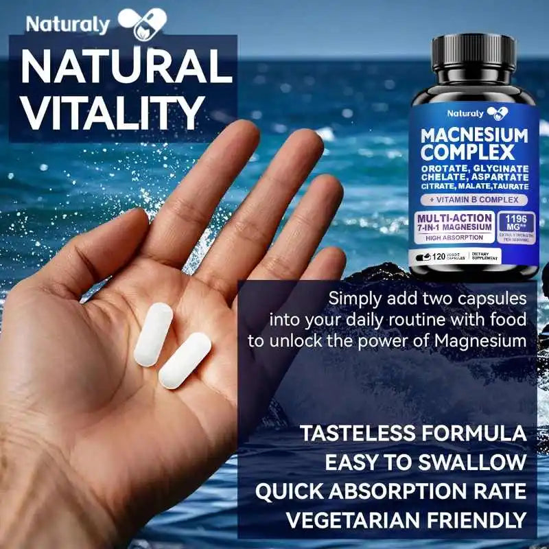 Magnesium Complex 1000mg Supplement, Chelated Magnesium Glycinate, Malate, Taurate &citrate, With Vitamins C, E, B1, B2, B6, B12