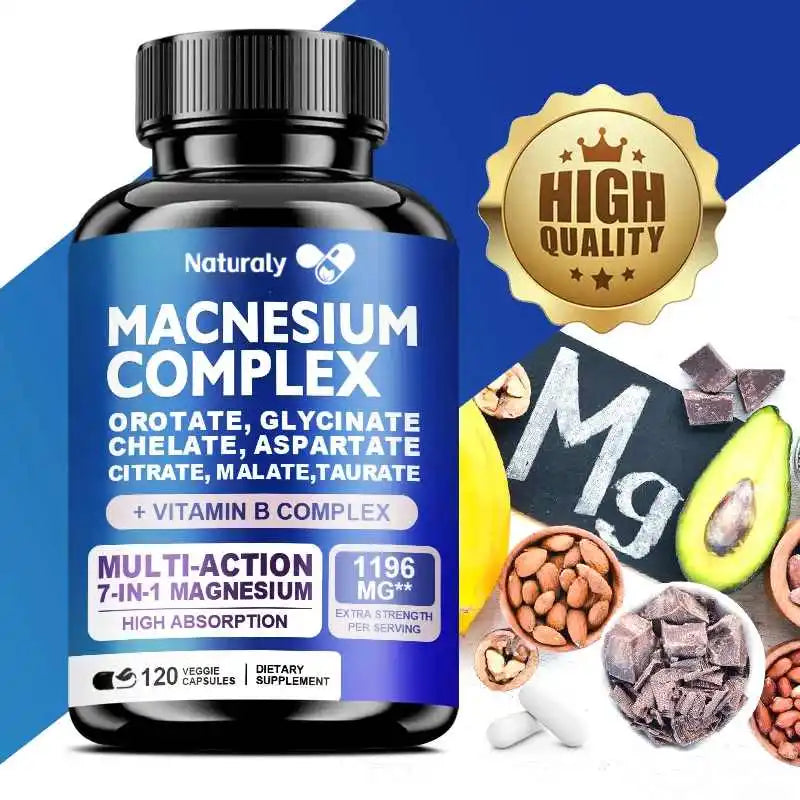 Magnesium Complex 1000mg Supplement, Chelated Magnesium Glycinate, Malate, Taurate &citrate, With Vitamins C, E, B1, B2, B6, B12