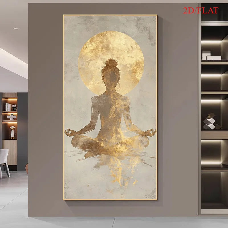 Golden Yoga Meditation Canvas