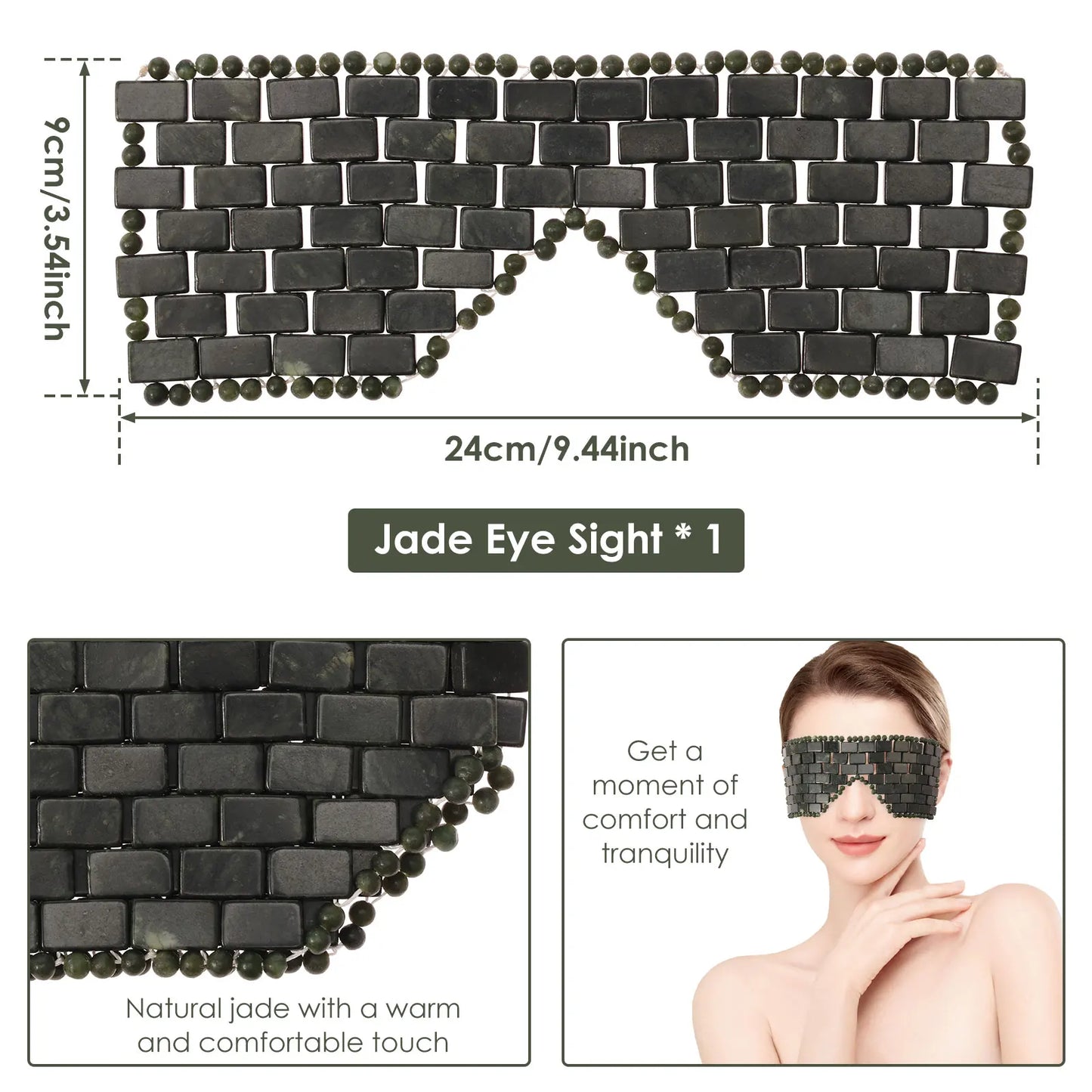Jade Eye Mask Portable Jade Stone Facial Mask Reusable Comfortable Green Cooling Eye Cover for Women Present Facial
