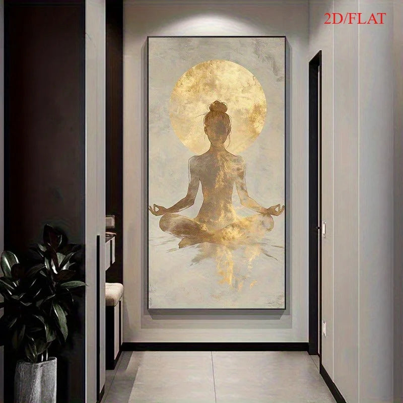 Golden Yoga Meditation Canvas