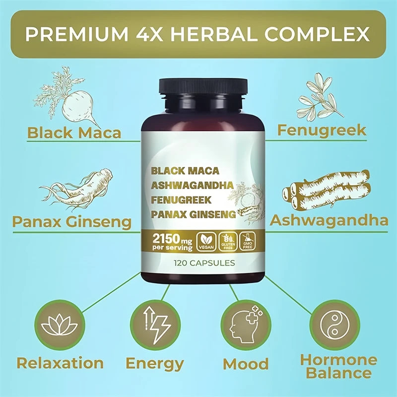 Black Maca Root & Ashwagandha Capsules