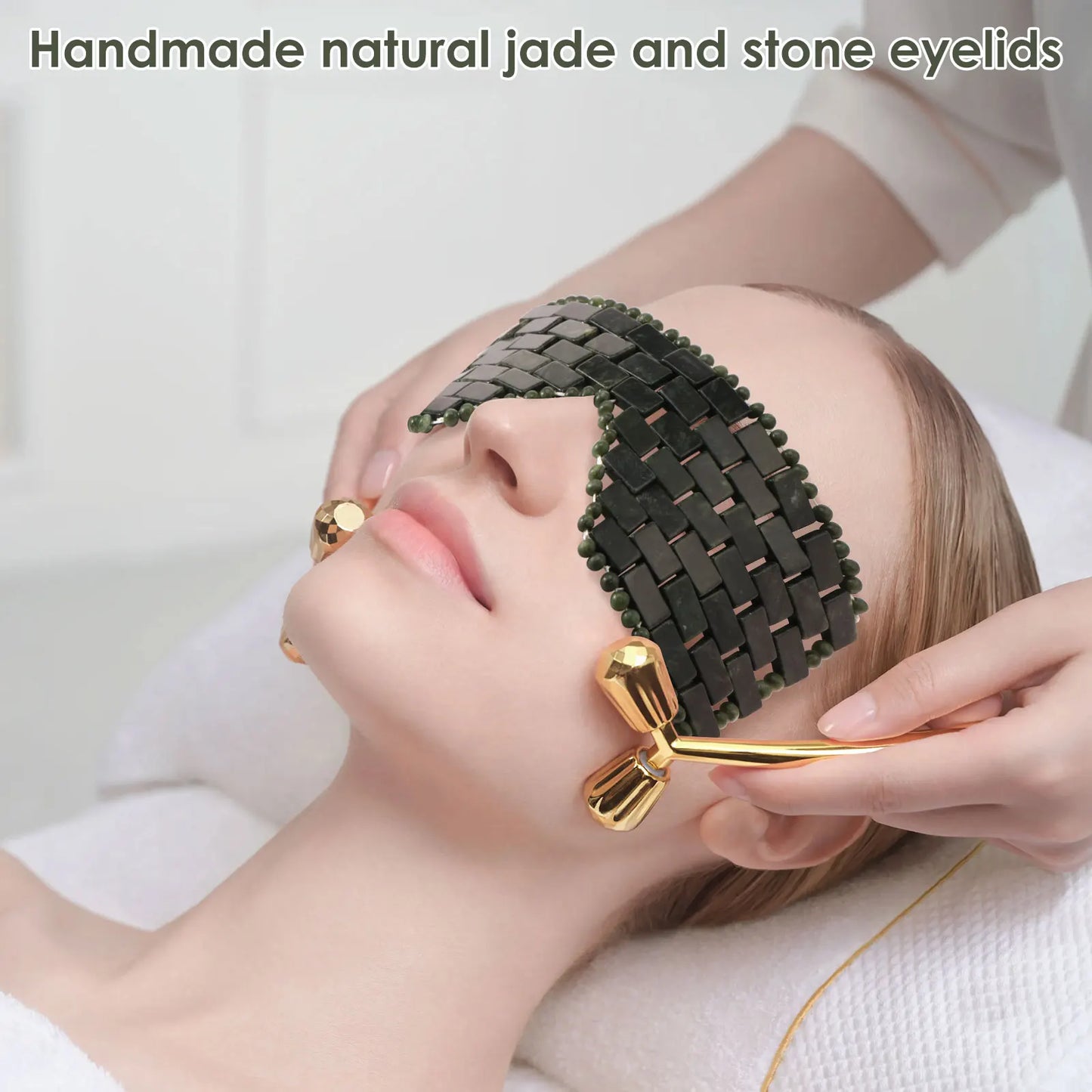 Jade Eye Mask Portable Jade Stone Facial Mask Reusable Comfortable Green Cooling Eye Cover for Women Present Facial