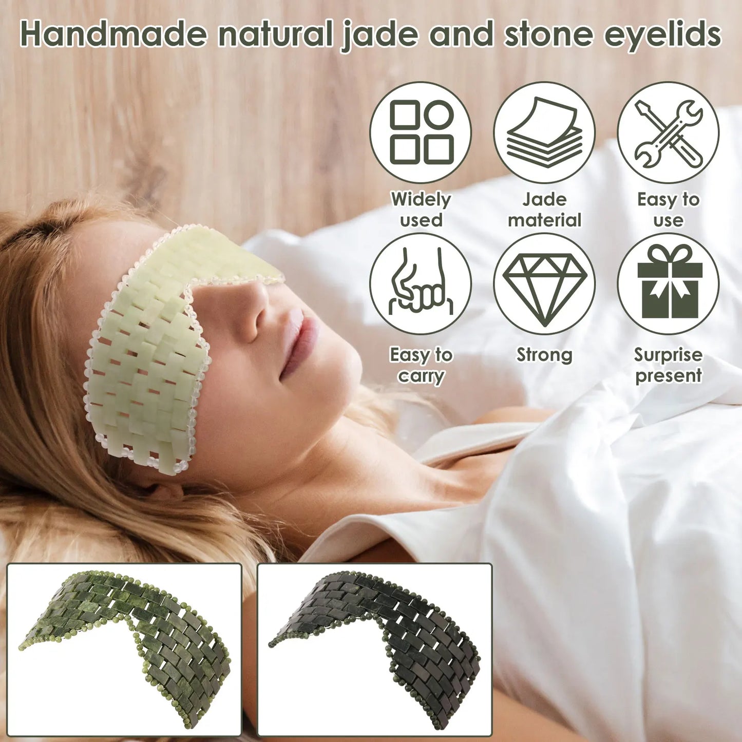 Jade Eye Mask Portable Jade Stone Facial Mask Reusable Comfortable Green Cooling Eye Cover for Women Present Facial