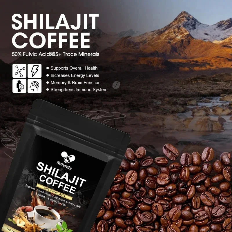 Himalayan Shilajit Coffee High Potency for Energy Boost & Immune Support 85+ Trace Minerals For Focus Healthy Care