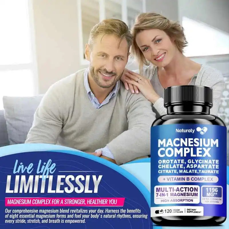 Magnesium Complex 1000mg Supplement, Chelated Magnesium Glycinate, Malate, Taurate &citrate, With Vitamins C, E, B1, B2, B6, B12