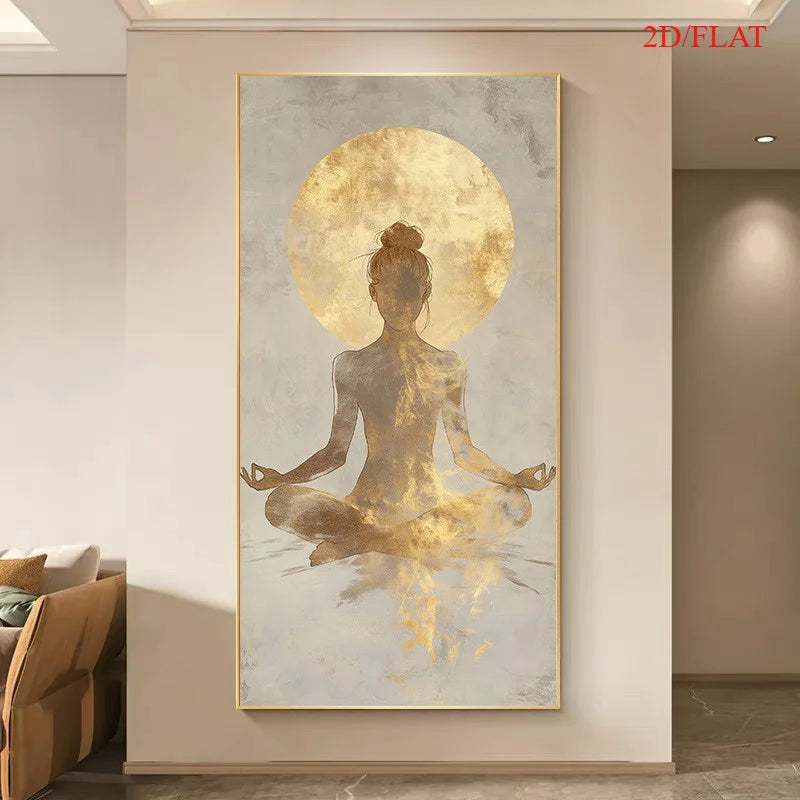 Golden Yoga Meditation Canvas