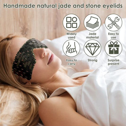 Jade Eye Mask Portable Jade Stone Facial Mask Reusable Comfortable Green Cooling Eye Cover for Women Present Facial