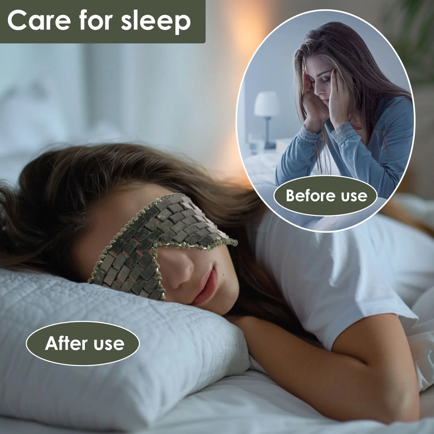Jade Eye Mask Portable Jade Stone Facial Mask Reusable Comfortable Green Cooling Eye Cover for Women Present Facial