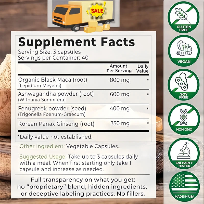 Black Maca Root & Ashwagandha Capsules