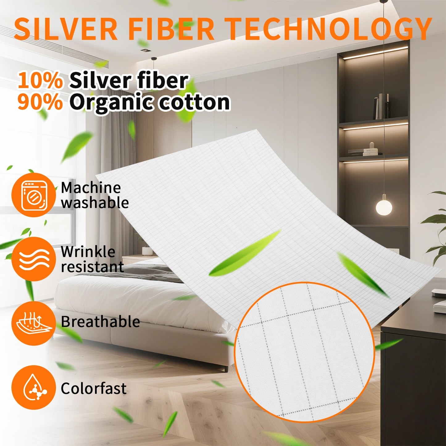 Grounding Bed Sheet - Silver Fiber & Organic Cotton