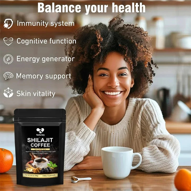 Himalayan Shilajit Coffee High Potency for Energy Boost & Immune Support 85+ Trace Minerals For Focus Healthy Care