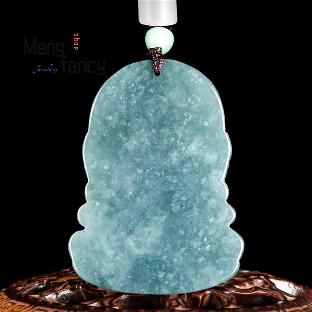 Natural A-goods Jadeite Blue Water Four-armed Goddess of Mercy Ice Jade Pendant High-grade Fashion Luxury Jewelry Holiday Gifts