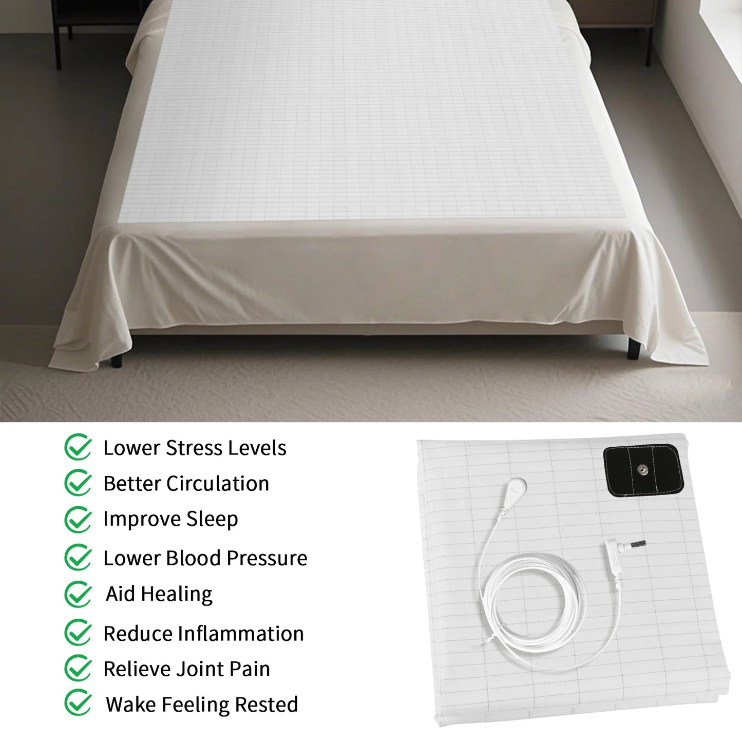 Grounding Bed Sheet - Silver Fiber & Organic Cotton